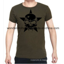 Benutzerdefinierte billig schwarz Sterne Schädel Bildschirm gedruckt T-Shirt
